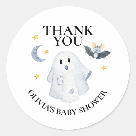 Halloween Ghost Pumpkin Little Boo Baby shower Ronde Sticker (Voorkant)