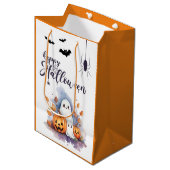 Halloween Ghost Pumpkin Medium Trick or treat Bag Cadeauzakje (Voorkant Gekanteld)