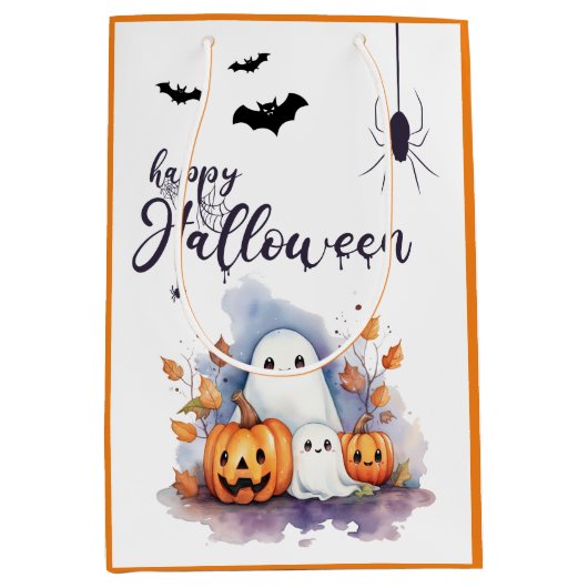 Halloween Ghost Pumpkin Medium Trick or treat Bag Cadeauzakje (Voorkant)