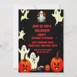 Halloween Ghost Pumpkin Party Uitnodiging
