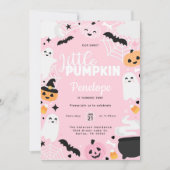 Halloween Ghost Pumpkin Roze Verjaardagsfeest Kaart (Voorkant)