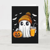 Halloween Ghost Pumpkin Spice Latte Autumn Fall Co Kaart (Voorkant)