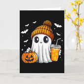 Halloween Ghost Pumpkin Spice Latte Autumn Fall Co Kaart (Gele Bloem)