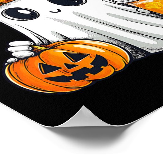 Halloween Ghost Pumpkin Spice Latte Autumn Herfst  Poster (Hoek)