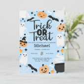 Halloween Ghost Pumpkin verjaardagsfeestje Kaart (Staand voorkant)