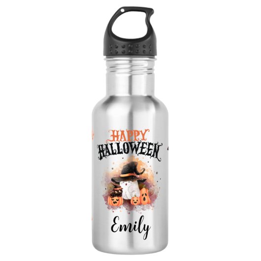 Halloween Ghost & Pumpkins Waterfles (Voorkant)