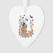 Halloween Ghost Reading Book Cat Ornament (voorkant)