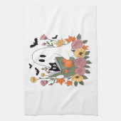 Halloween Ghost Reading Book Cat Theedoek (Verticaal)