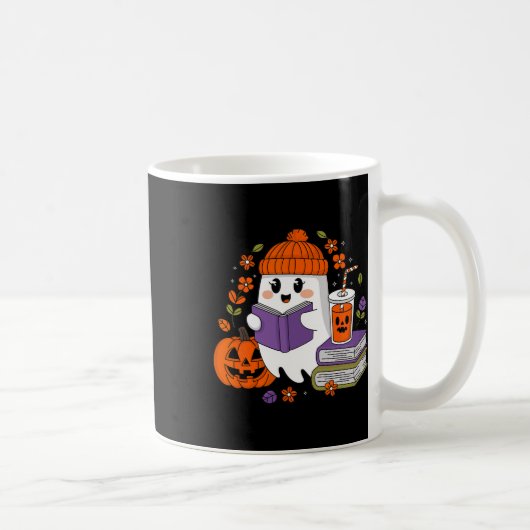 Halloween Ghost Reading Book Lovers Ghost Coffee W Koffiemok (Rechts)