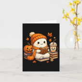 Halloween Ghost Reading Book Lovers Koffiemeisje W Kaart (Gele Bloem)