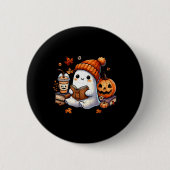 Halloween Ghost Reading Book Lovers Schattigee Gho Ronde Button 5,7 Cm (Voorkant)