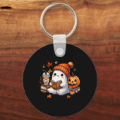 Halloween Ghost Reading Book Lovers Schattigee Gho Sleutelhanger (Voorkant)