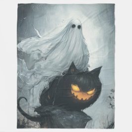 Halloween Ghost Rijden op een Black Fleece Deken