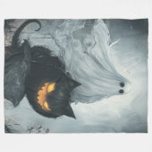 Halloween Ghost Rijden op een Black Fleece Deken (Voorkant (Horizontaal))