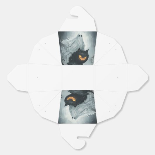 Halloween Ghost Rijden op een zwarte kat Bedankdoosjes (Ongevouwen)