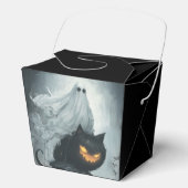 Halloween Ghost Rijden op een zwarte kat Bedankdoosjes (Voorkant)