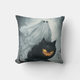 Halloween Ghost Rijden op een zwarte kat Kussen