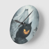 Halloween Ghost Rijden op een zwarte kat Ronde Klok (Hoek)