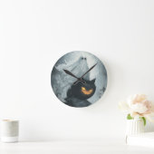 Halloween Ghost Rijden op een zwarte kat Ronde Klok (Huis)