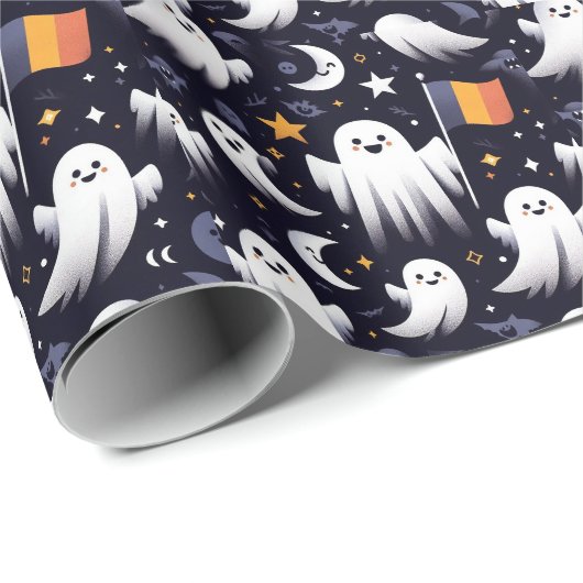 Halloween Ghost Roemeense Vlag kleuren Cadeaupapier (Rol Hoek)