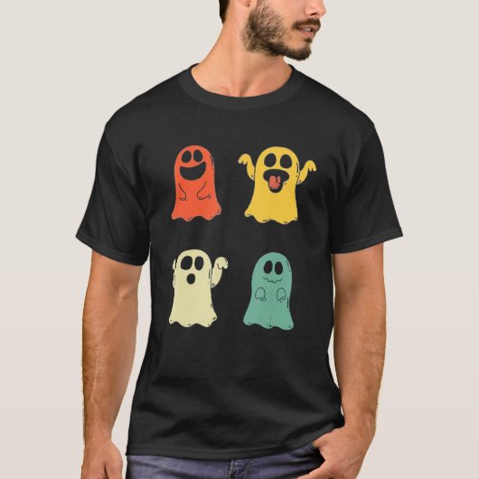 Halloween Ghost Scary  Retro Halloween Co T-shirt (Voorkant)