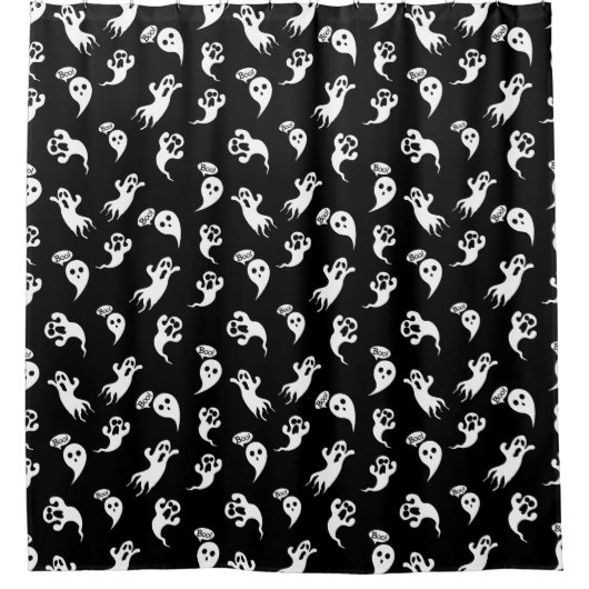 Halloween Ghost Schattige Boo Pattern Douchegordijn (Voorkant)