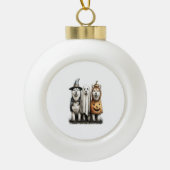 Halloween Ghost Siberische Husky Dog Keramische Bal Ornament (Voorkant)