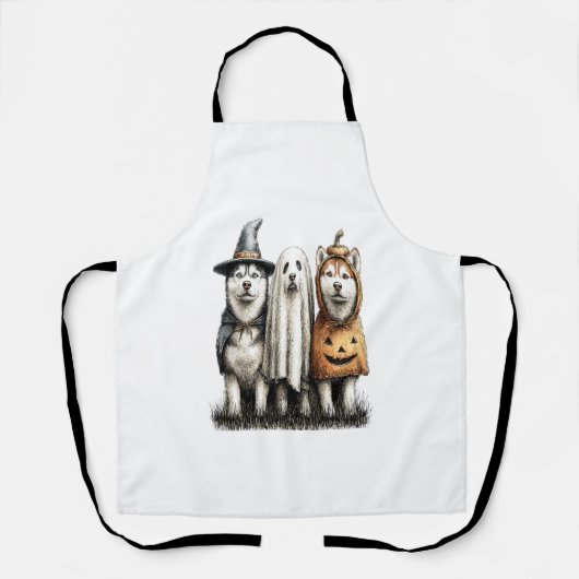 Halloween Ghost Siberische Husky Dog Schort (Voorkant)