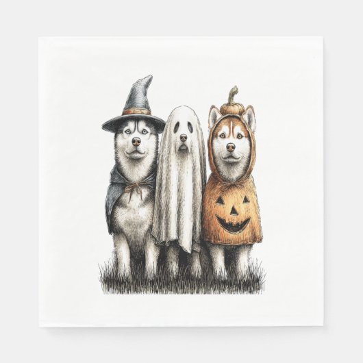 Halloween Ghost Siberische Husky Dog Servet (Voorkant)