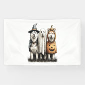Halloween Ghost Siberische Husky Dog Spandoek (Horizontaal)