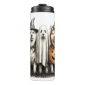Halloween Ghost Siberische Husky Dog Thermosbeker (Voorkant)