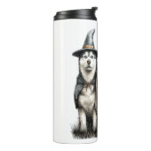 Halloween Ghost Siberische Husky Dog Thermosbeker (Gedraaid links)