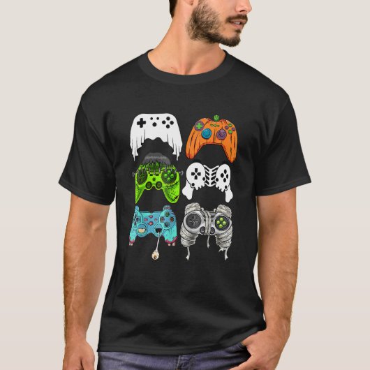 Halloween Ghost Skelet Zombie Gaming Controllers T-shirt (Voorkant)