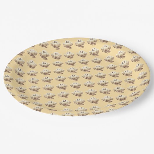 Halloween Ghost Smiling Papieren Bordje (Gekanteld)