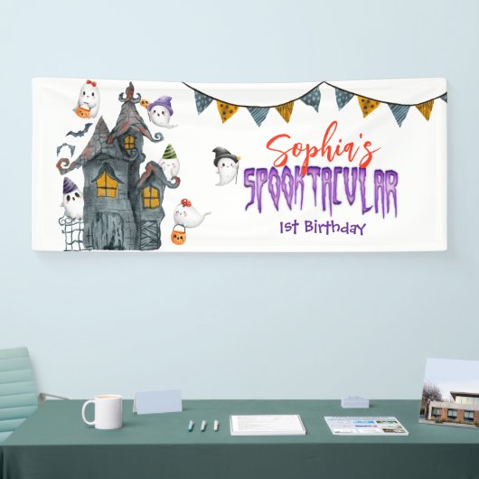Halloween Ghost Spooktacular Birthday Party Spandoek (Beurs)