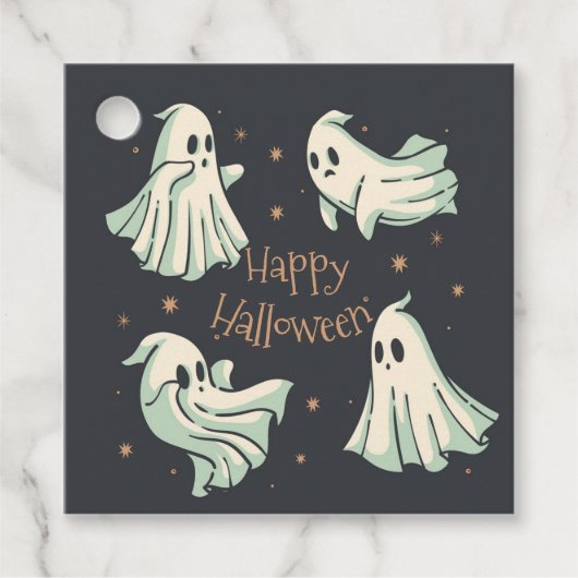 Halloween Ghost Spooktacular Happy Halloween Bedankjes Labels (Voorkant)