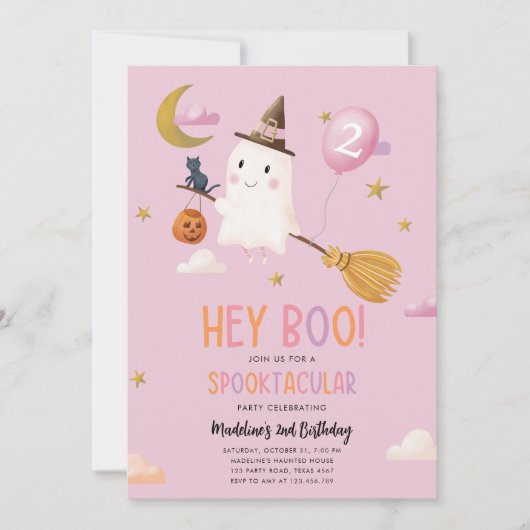 Halloween Ghost Spooktacular Hey Boo Meisje Verjaa Kaart (Voorkant)