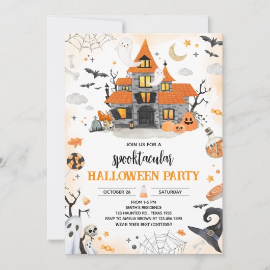 Halloween Ghost Spooktacular Party Kaart (Voorkant)