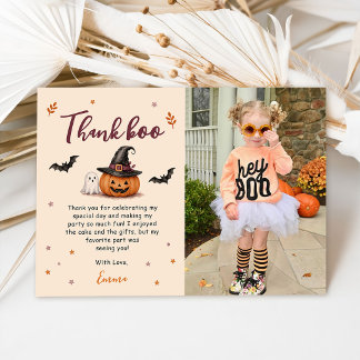 Halloween Ghost Spooky Birthday Party Photo Bedankkaart