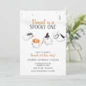 Halloween Ghost Spooky Een Verjaardagsfeestje Kaart (Staand voorkant)