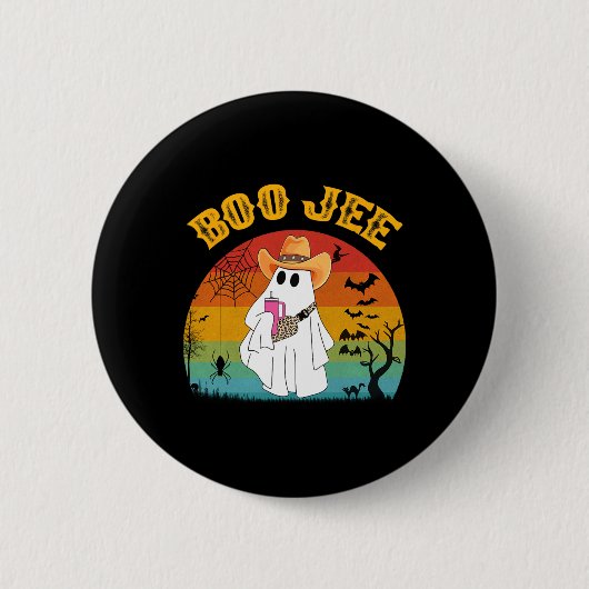 Halloween Ghost Spooky Kostuum Boo Jee Ghost Met Ronde Button 5,7 Cm (Voorkant)