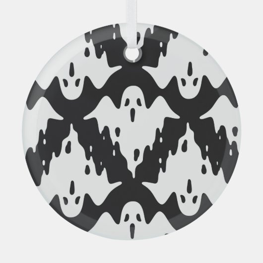 Halloween Ghost Spooky Naadloos Patroon Glas Ornament (Voorkant)