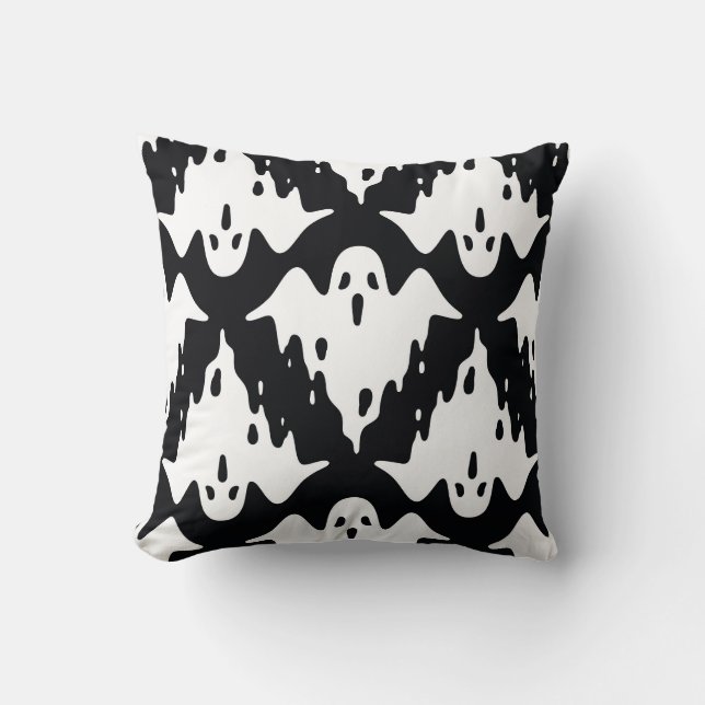 Halloween Ghost Spooky Naadloos Patroon Kussen (Voorkant)