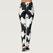Halloween Ghost Spooky Naadloos Patroon Leggings (Achterkant)