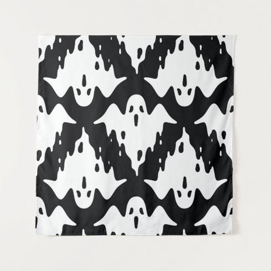 Halloween Ghost Spooky Naadloos Patroon Wandkleed (Voorkant)