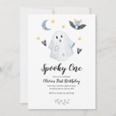 Halloween Ghost Spooky One 1st Birthday Invitation Kaart (Voorkant)