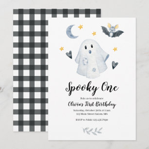 Halloween Ghost Spooky One 1st Birthday Invitation Kaart
