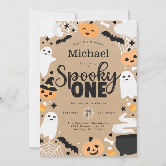 Halloween Ghost Spooky One 1st Birthday Party Kaart (Voorkant)