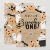 Halloween Ghost Spooky One 1st Birthday Party Kaart (Voorkant / Achterkant)