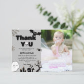 Halloween Ghost Spooky Verjaardagsfeestje Bedankkaart (Staand voorkant)